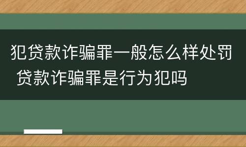犯贷款诈骗罪一般怎么样处罚 贷款诈骗罪是行为犯吗