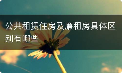 公共租赁住房及廉租房具体区别有哪些