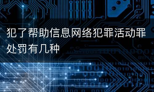 犯了帮助信息网络犯罪活动罪处罚有几种