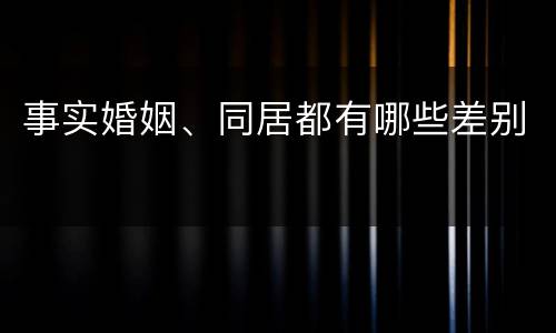 事实婚姻、同居都有哪些差别