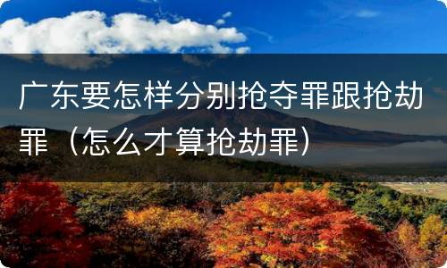 广东要怎样分别抢夺罪跟抢劫罪（怎么才算抢劫罪）