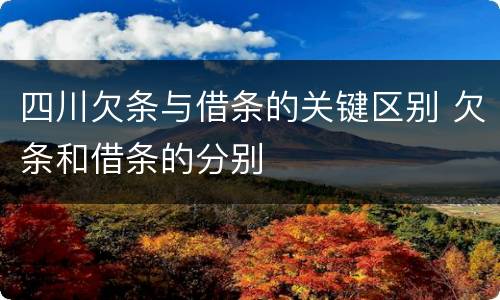 四川欠条与借条的关键区别 欠条和借条的分别