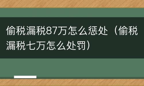 偷税漏税87万怎么惩处（偷税漏税七万怎么处罚）
