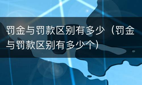 罚金与罚款区别有多少（罚金与罚款区别有多少个）