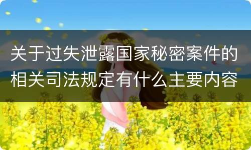 关于过失泄露国家秘密案件的相关司法规定有什么主要内容