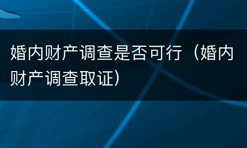 婚内财产调查是否可行（婚内财产调查取证）