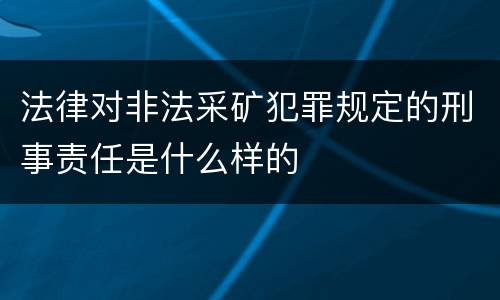 法律对非法采矿犯罪规定的刑事责任是什么样的