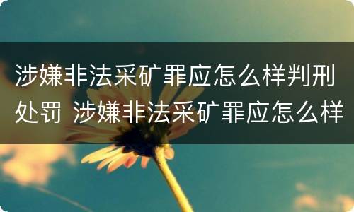 涉嫌非法采矿罪应怎么样判刑处罚 涉嫌非法采矿罪应怎么样判刑处罚决定