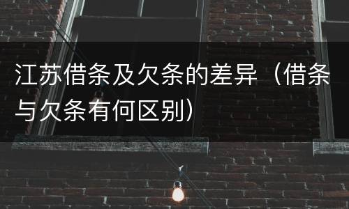 江苏借条及欠条的差异（借条与欠条有何区别）
