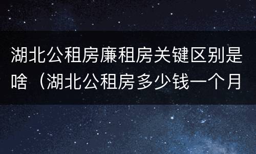 湖北公租房廉租房关键区别是啥（湖北公租房多少钱一个月）