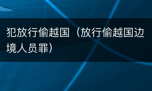 犯放行偷越国（放行偷越国边境人员罪）