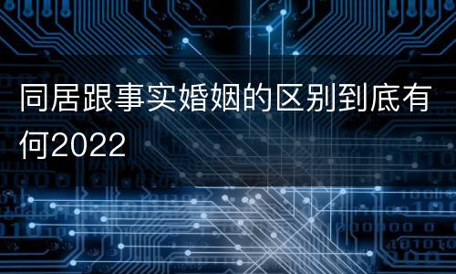 同居跟事实婚姻的区别到底有何2022