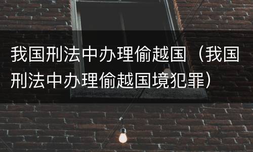 我国刑法中办理偷越国（我国刑法中办理偷越国境犯罪）