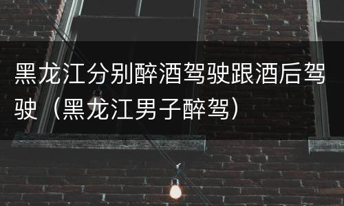 黑龙江分别醉酒驾驶跟酒后驾驶（黑龙江男子醉驾）