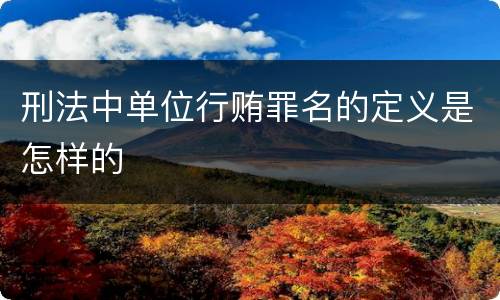 刑法中单位行贿罪名的定义是怎样的