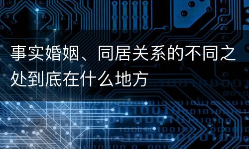 事实婚姻、同居关系的不同之处到底在什么地方