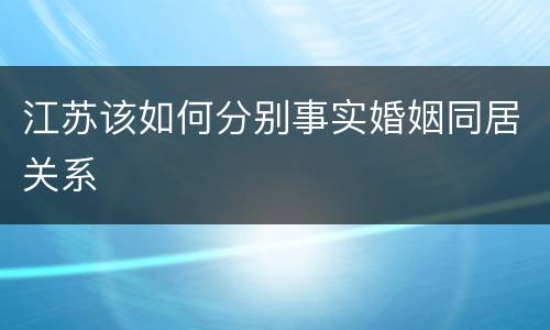江苏该如何分别事实婚姻同居关系