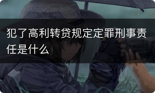 犯了高利转贷规定定罪刑事责任是什么