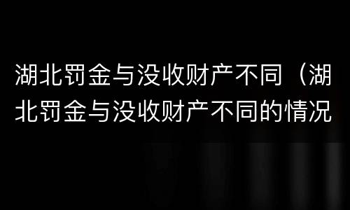湖北罚金与没收财产不同（湖北罚金与没收财产不同的情况）