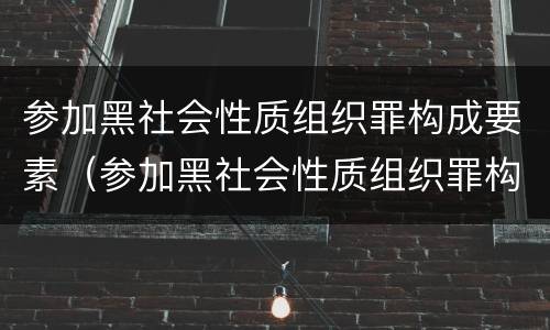 参加黑社会性质组织罪构成要素（参加黑社会性质组织罪构成要素是什么）