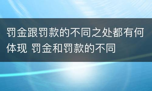 罚金跟罚款的不同之处都有何体现 罚金和罚款的不同