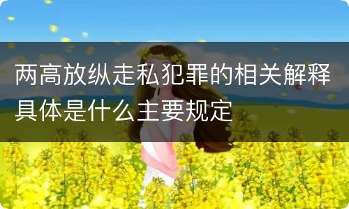 两高放纵走私犯罪的相关解释具体是什么主要规定
