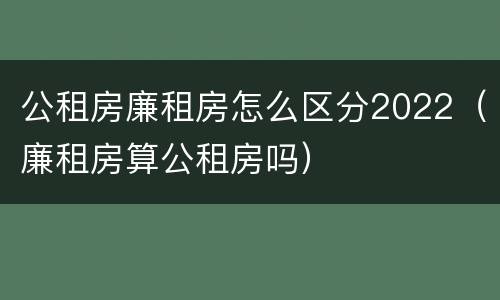 公租房廉租房怎么区分2022（廉租房算公租房吗）