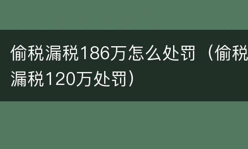偷税漏税186万怎么处罚（偷税漏税120万处罚）