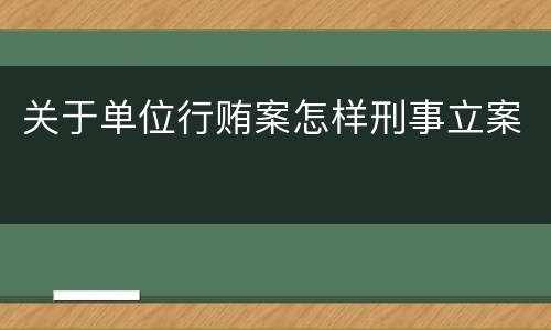 关于单位行贿案怎样刑事立案