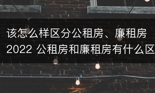 该怎么样区分公租房、廉租房2022 公租房和廉租房有什么区别?2019年的