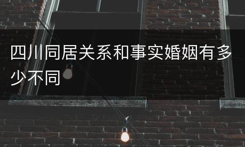 四川同居关系和事实婚姻有多少不同