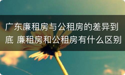 广东廉租房与公租房的差异到底 廉租房和公租房有什么区别广州