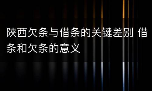 陕西欠条与借条的关键差别 借条和欠条的意义