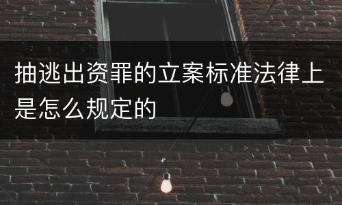抽逃出资罪的立案标准法律上是怎么规定的