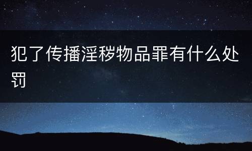 犯了传播淫秽物品罪有什么处罚