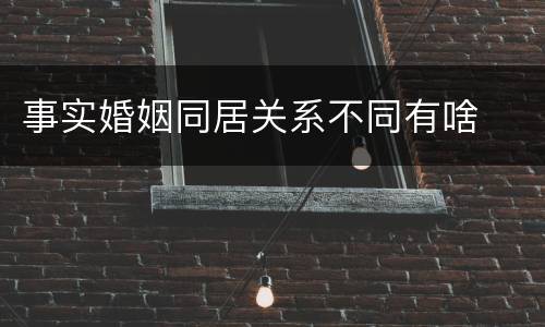 事实婚姻同居关系不同有啥