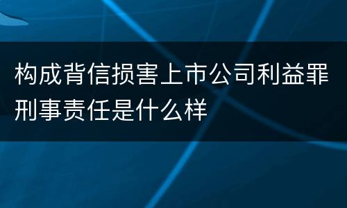构成背信损害上市公司利益罪刑事责任是什么样