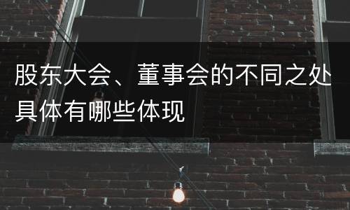 股东大会、董事会的不同之处具体有哪些体现
