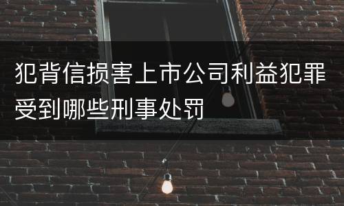 犯背信损害上市公司利益犯罪受到哪些刑事处罚