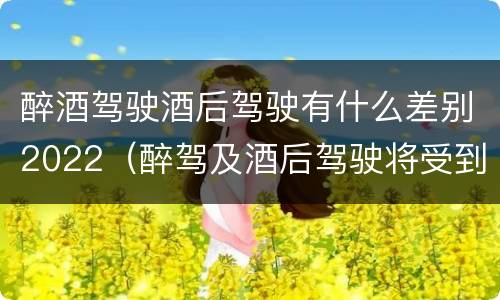 醉酒驾驶酒后驾驶有什么差别2022（醉驾及酒后驾驶将受到怎样的处罚）