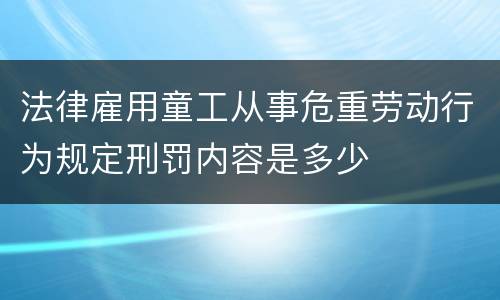 法律雇用童工从事危重劳动行为规定刑罚内容是多少