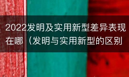 2022发明及实用新型差异表现在哪（发明与实用新型的区别有哪些）