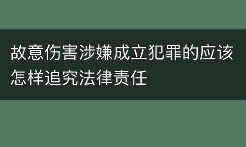 故意伤害涉嫌成立犯罪的应该怎样追究法律责任
