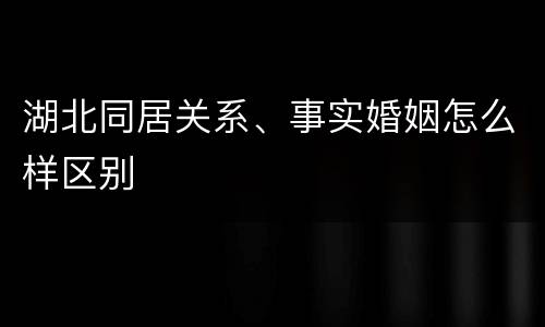 湖北同居关系、事实婚姻怎么样区别
