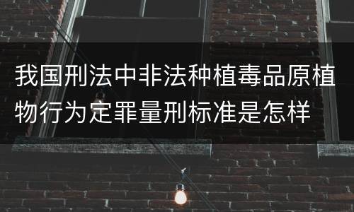 我国刑法中非法种植毒品原植物行为定罪量刑标准是怎样