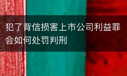 犯了背信损害上市公司利益罪会如何处罚判刑