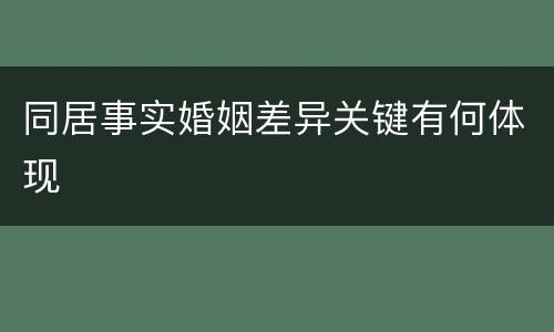 同居事实婚姻差异关键有何体现