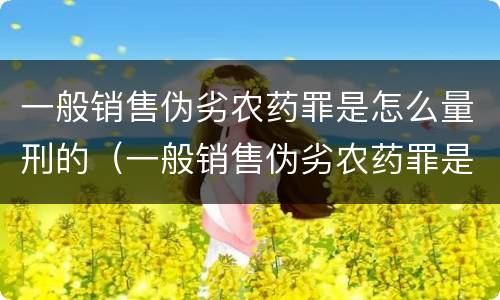 一般销售伪劣农药罪是怎么量刑的（一般销售伪劣农药罪是怎么量刑的呀）