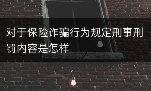 对于保险诈骗行为规定刑事刑罚内容是怎样