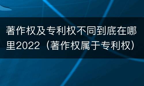 著作权及专利权不同到底在哪里2022（著作权属于专利权）